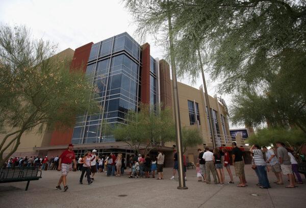 Exterior view of the Glendale Arena, home of the Phoenix Coyotes and located in the Westgate Entertainment District in Glendale, Arizona. (Christian Petersen/Getty Images)