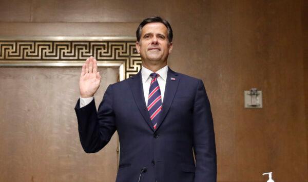 Rep. John Ratcliffe, (R-Texas), is sworn in before a Senate Intelligence Committee nomination hearing on Capitol Hill in Washington on May 5, 2020. (Andrew Harnik-Pool/Getty Images)