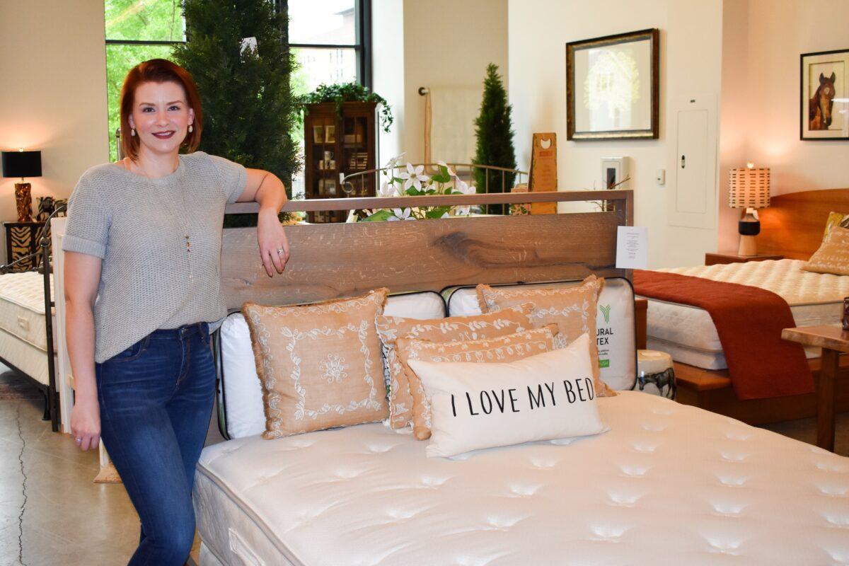 Lauren Taylor poses for a photo in a Holder Mattress store in Carmel, Ind., on May 18, 2020. (Nicole Zaremski/Holder Mattress/Handout via Reuters)