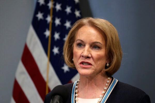 Seattle Mayor Jenny Durkan speaks at a news conference about the CCP virus outbreak in Seattle, Wash., on March 16, 2020. (Elaine Thompson/Getty Images)