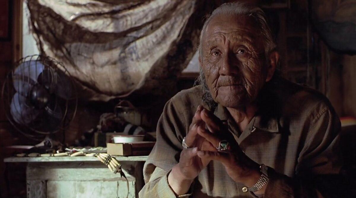  Grandpa Sam Reaches (Chief Ted Thin Elk) in "Thunderheart." (TriStar Pictures)