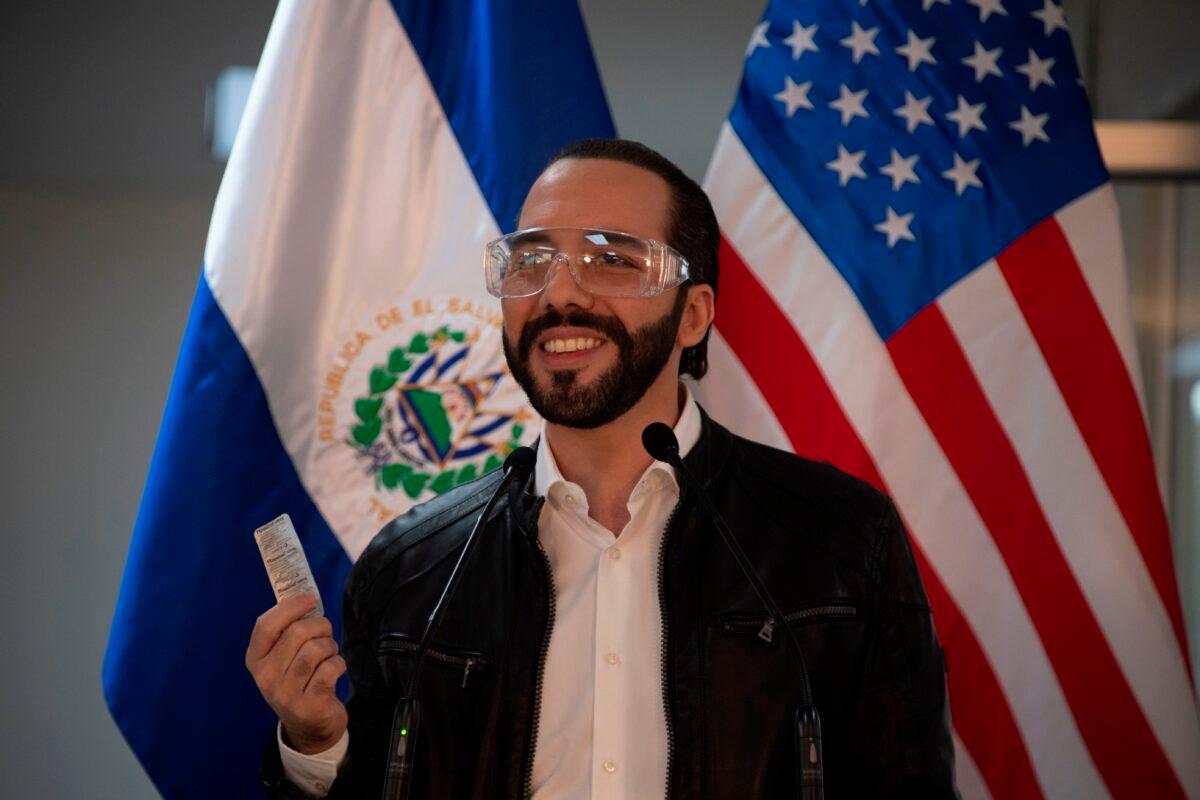 El Salvador's president Nayib Bukele speaks during a press conference at Rosales Hospital in San Salvador on May 26, 2020. He said he's been taking hydroxychloroquine as a prophylactic. (Yuri Cortez/AFP via Getty Images)