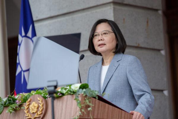 Taiwan President Tsai Ing-wen delivers her inaugural address at the Taipei Guest House in Taipei on May 20, 2020. (Wang Yu Ching/Taiwan Presidential Office/Reuters)