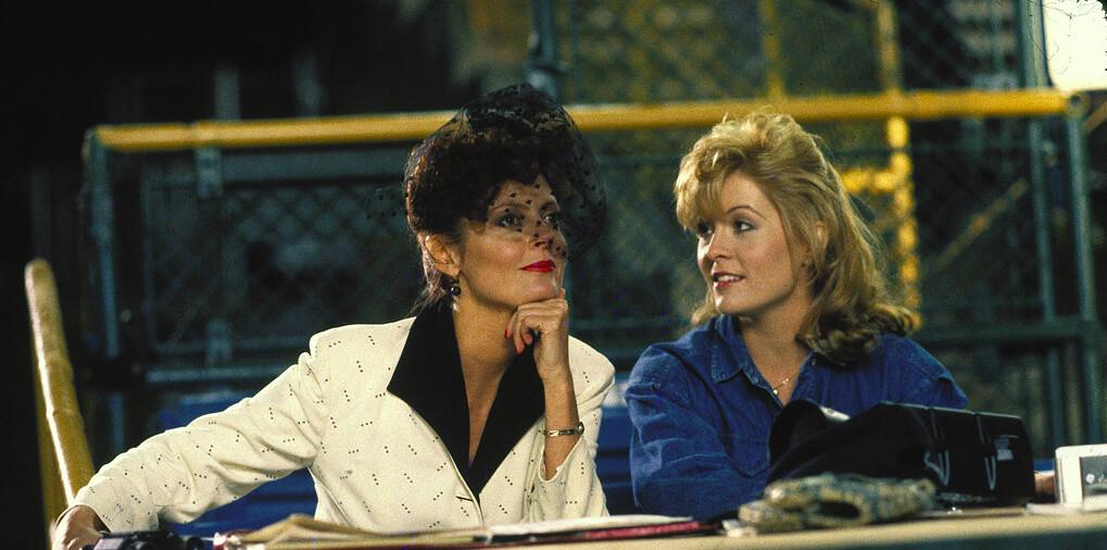 Annie (Susan Sarandon, L) and Millie (Jenny Robertson) as two glorified baseball groupies in "Bull Durham." (Orion Pictures)
