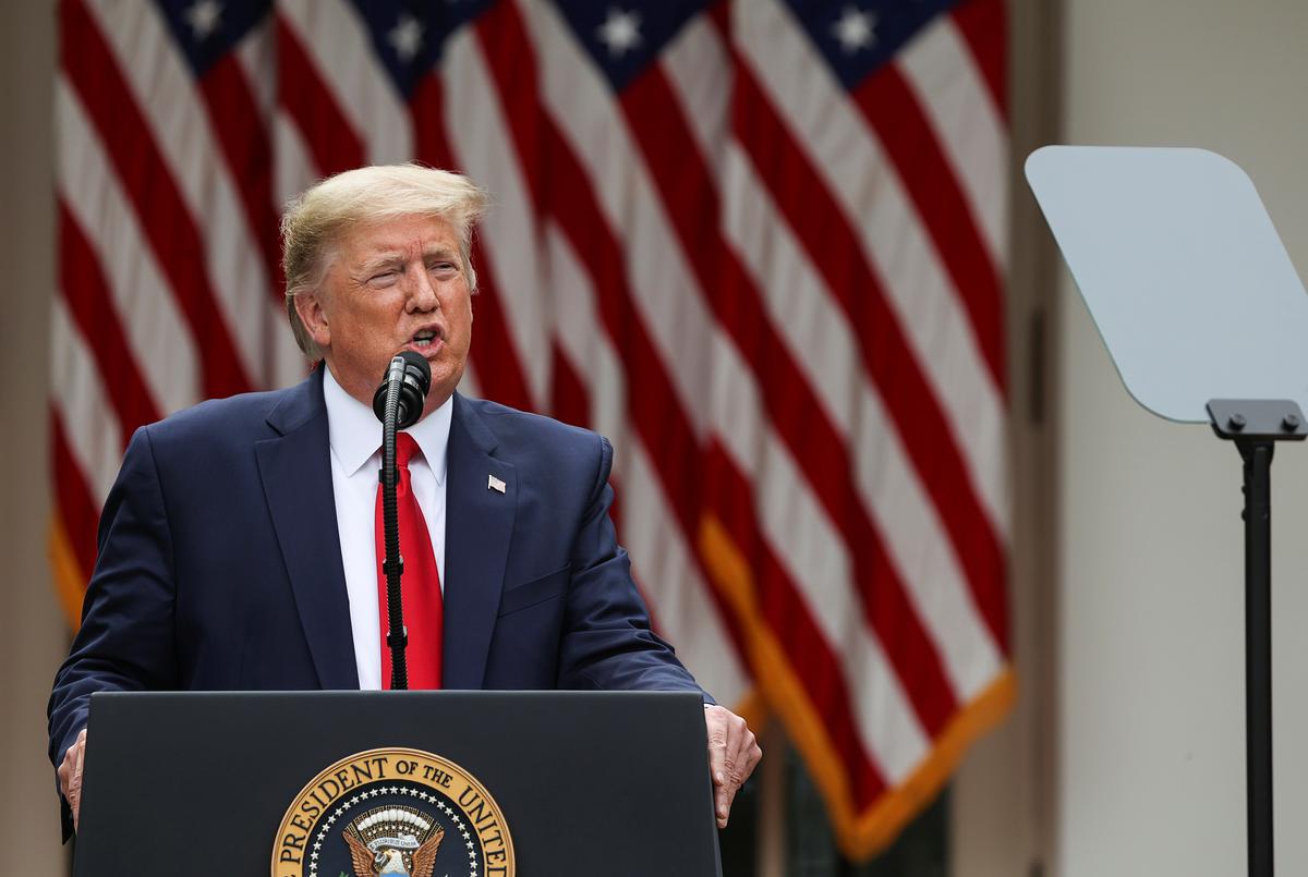 President Donald Trump addresses a news conference on China in the Rose Garden of the White House in Washington on May 29, 2020. (Jonathan Ernst/Reuters)