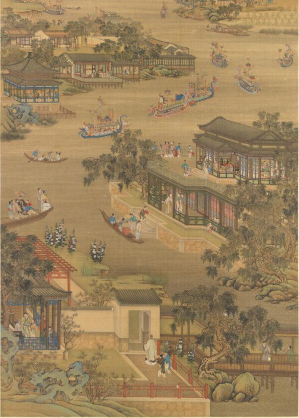 As the fifth lunar month arrives before the harvest season, people around the country enjoy some rare leisure time, as portrayed by a painter in the Qing Dynasty (1644–1911). “Activities of the 12 Months: The Fifth Lunar Month.” (National Palace Museum)