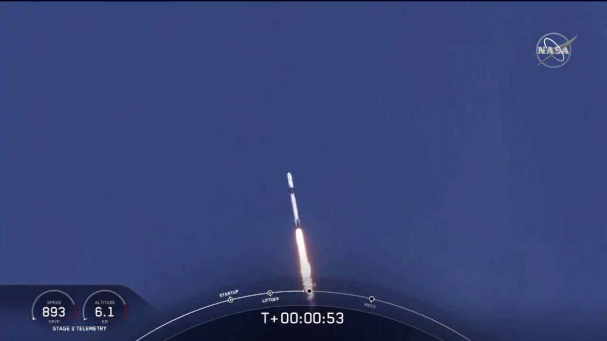 The Falcon 9 rocket at Mach 1, on May 30, 2020. (NASA)