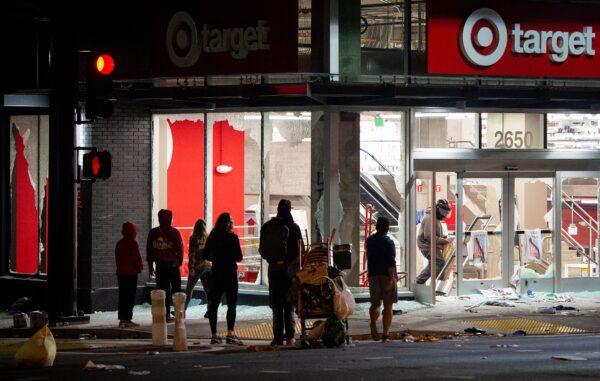 Looters rob a Target store as protesters face off against police in Oakland, Calif., on May 30, 2020. (Josh Edelson/AFP via Getty Images)