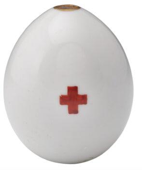 Imperial presentation Easter egg with monogram of Empress Alexandra Feodorovna and Red Cross, 1917, from the Imperial Porcelain Factory, St. Petersburg, Russia. Collection of the Russian History Museum, Jordanville, N.Y. (Museum of Russian Icons)