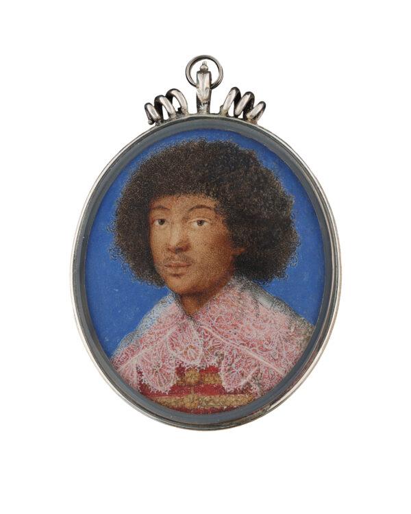 Portrait of Zaga Christ, 1635, by Giovanna Garzoni. Watercolor and bodycolor on parchment mounted on card, later silver frame; height 2 1/4 inches. Philip Mould & Co., London. (Philip Mould & Co., London)