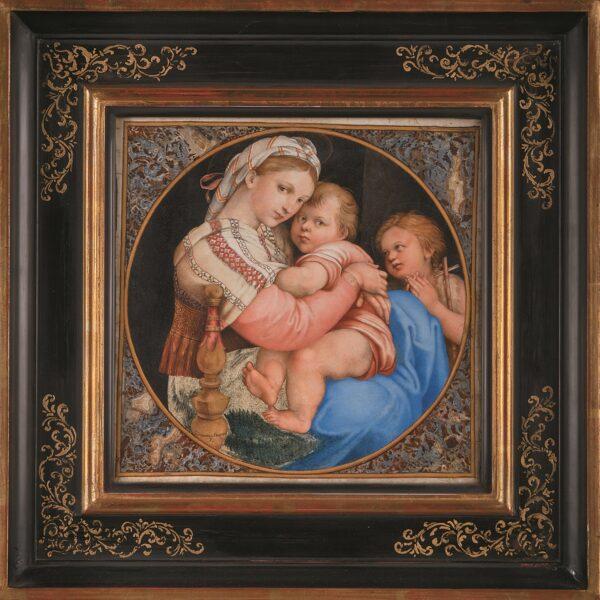 "The Madonna of the Chair," 1649, by Giovanna Garzoni after Raphael. Tempera on parchment laid down on slate; 9 1/4 inches by 9 1/4 inches. Charles Ratton and Guy Ladrière Gallery, Paris. (Charles Ratton and Guy Ladrière Gallery, Paris)