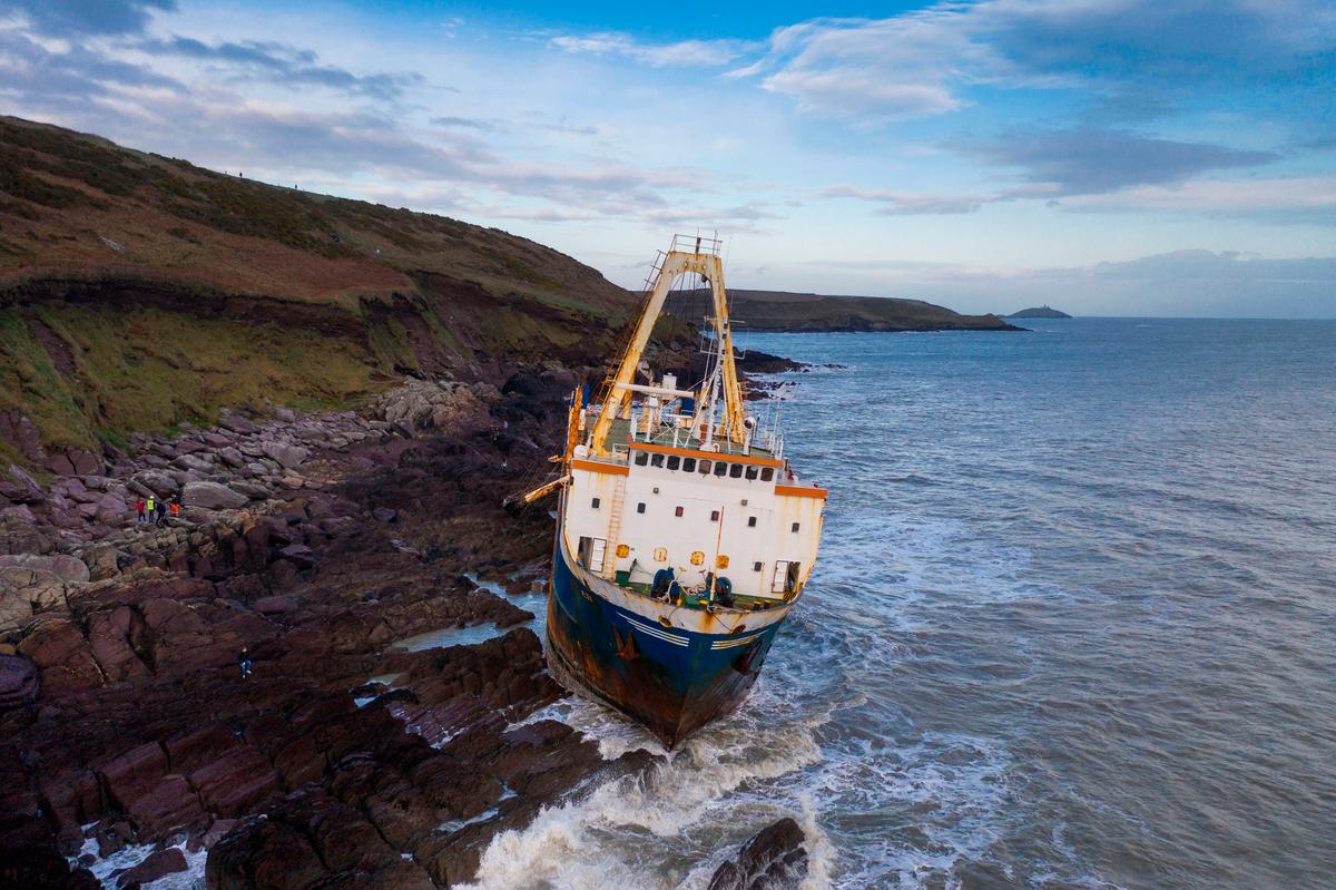 The abandoned 77-metre (250-foot) "ghost ship" MV Alta. (CATHAL NOONAN/AFP via Getty Images)