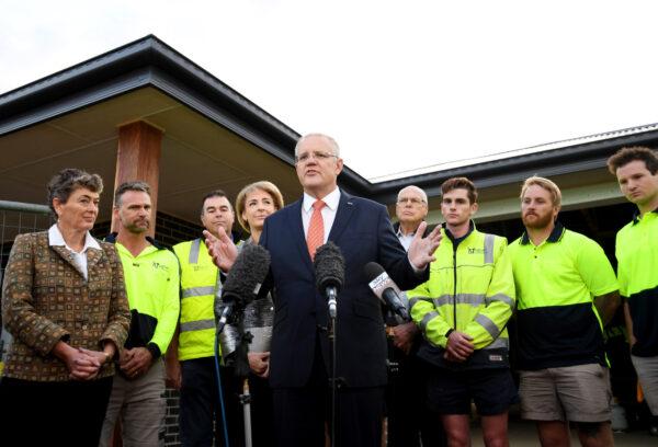 Prime Minister Scott Morrison during a press conference at a residential building site in Googong on April 04, 2019 in Canberra, Australia. (Tracey Nearmy/Getty Images)