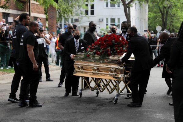 People carry George Floyd's coffin after a memorial service for George Floyd in Minneapolis, Minnesota, on June 4, 2020. (Lucas Jackson/Reuters)