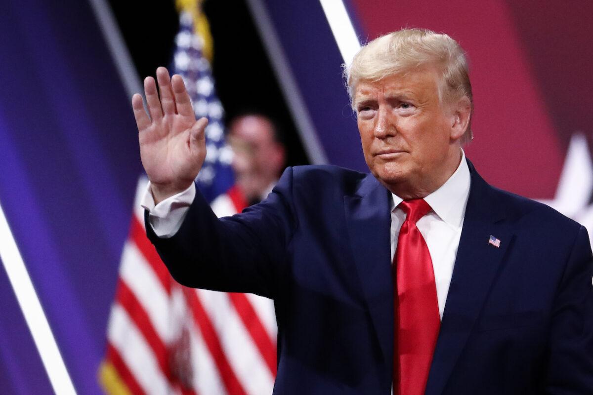 President Donald Trump speaks at the CPAC convention in National Harbor, Md., on Feb. 29, 2020. (Samira Bouaou/The Epoch Times)