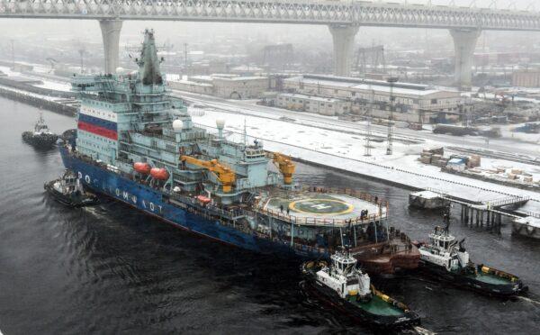 Russian nuclear-powered icebreaker Arktika returns to Saint Petersburg on Dec. 14, 2019. (Olga Maltseva/AFP via Getty Images)