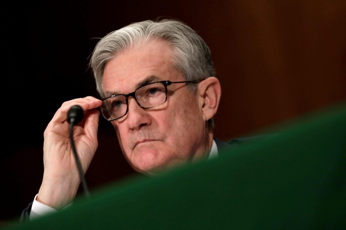  Federal Reserve Chairman Jerome Powell presents a report to the Senate Banking Committee in Washington on Feb. 12, 2020. (Yuri Gripas/Reuters)