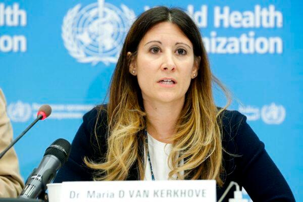 Maria Kerkhove, World Health Organization Head AI Emerging Diseases and Zoonoses Units, speaks during a press conference in Geneva on Jan. 22, 2020. (Pierre Albouy/AFP via Getty Images)