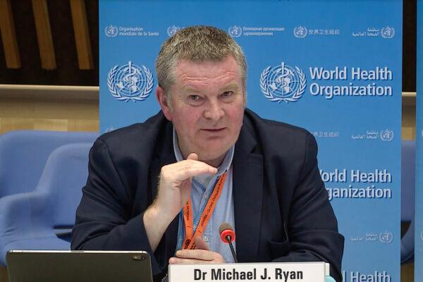 World Health Organization Health Emergencies Program Director Michael Ryan delivers a news briefing on COVID-19 from the WHO headquarters in Geneva on March 30, 2020. (AFP via Getty Images)