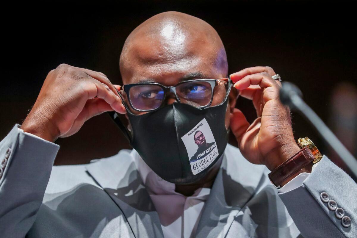 Philonise Floyd, brother of George Floyd, arrives to a hearing on Capitol Hill of the House Judiciary committee about policing practices and law enforcement accountability, in Washington on June 10, 2020. (Michael Reynolds/Pool via AP)