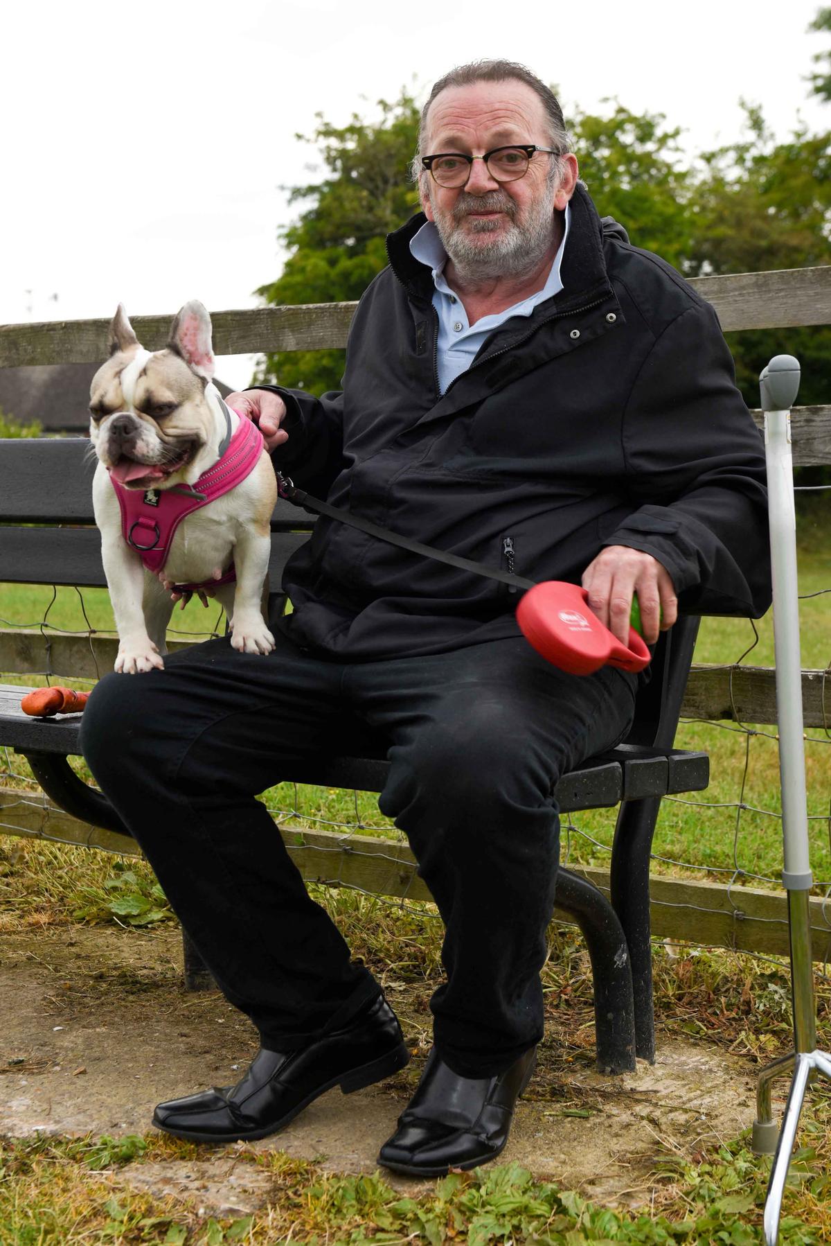 Keith Aspin, 62, with French bulldog Maja Langley Mill, Nottingham (Caters News)