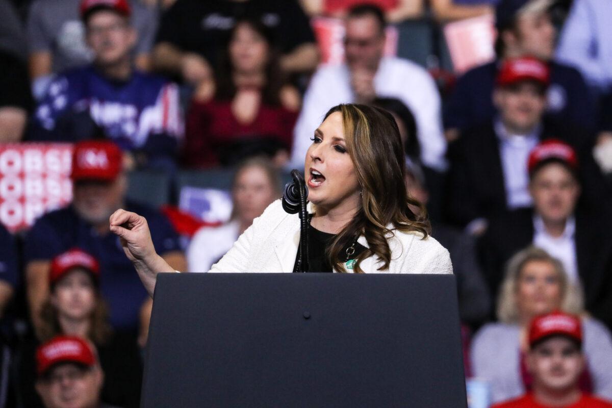 Ronna McDaniel, chair of the Republican National Committee, at President Donald Trump's MAGA rally in Grand Rapids, Mich., on March 28, 2019. (Charlotte Cuthbertson/The Epoch Times)