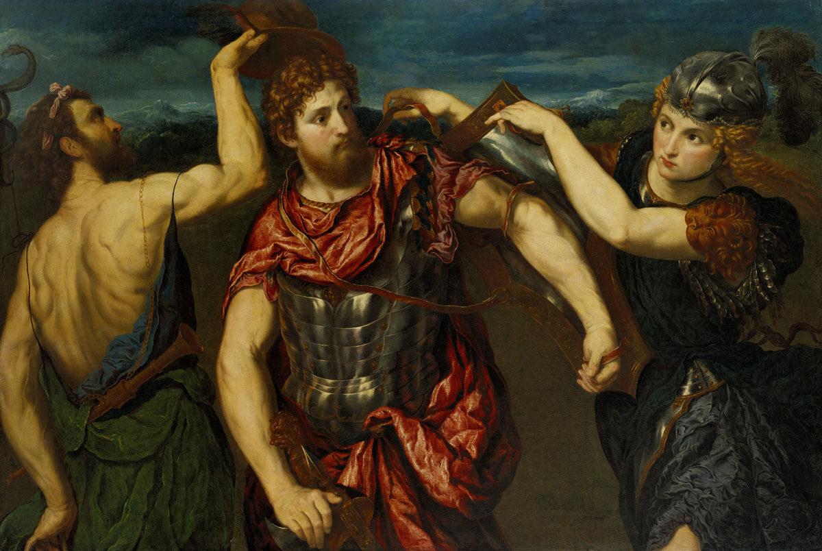 “Perseus Armed by Mercury (Hermes) and Minerva (Athena)” by Paris Bordone. Gift of the Samuel H. Kress Foundation. Birmingham Museum of Art, Birmingham, Ala. (PD-US)