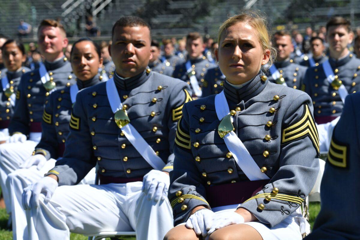 U.S. Military Academy cadets attend the 2020 graduation ceremony at West Point, N.Y., on June 13, 2020. (Nicholas Kamm/AFP via Getty Images)