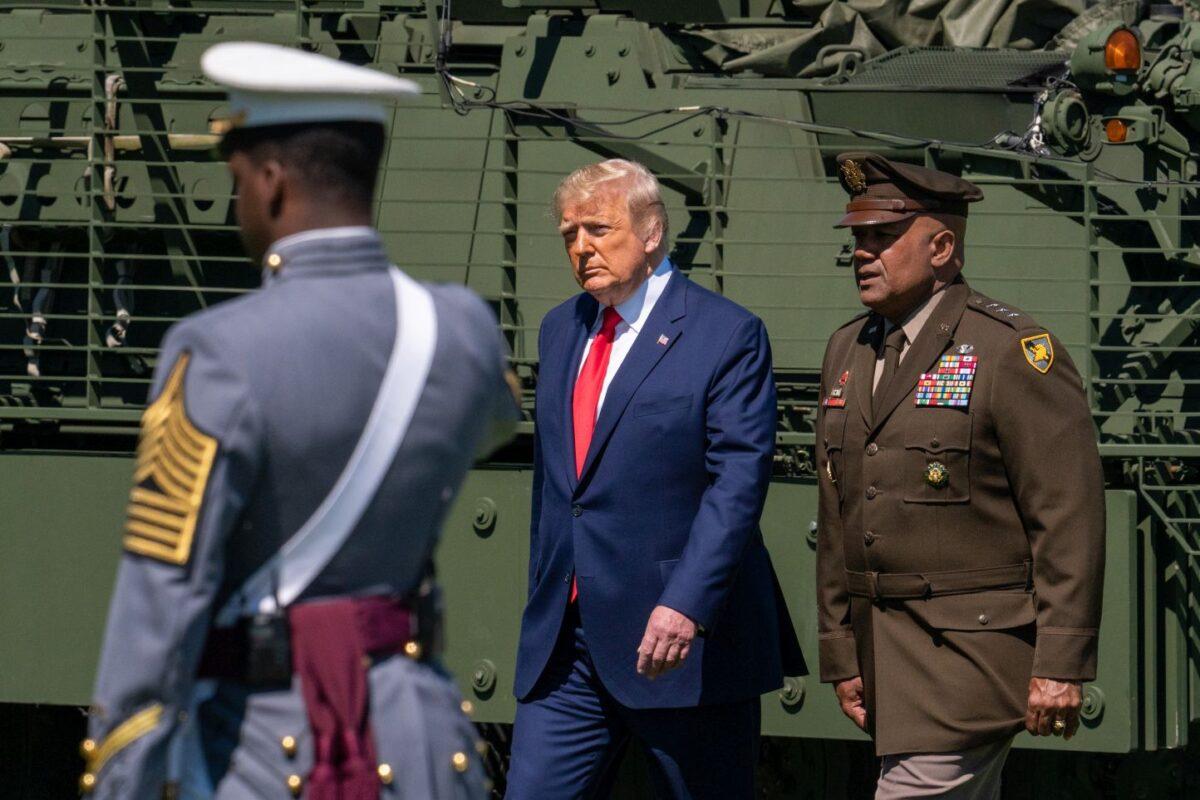President Donald Trump Arrives at the commencement ceremony for army cadets in West Point, N.Y., on June 13, 2020. (David Dee Delgado/Getty Images)