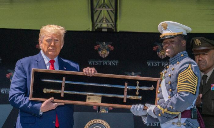 Trump Addresses Speculation After Walking Down West Point Ramp