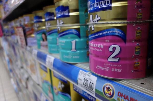 Baby formula is pictured on shelves at a supermarket in Beijing on August 7, 2013. (Wang Zhao/AFP via Getty Images)
