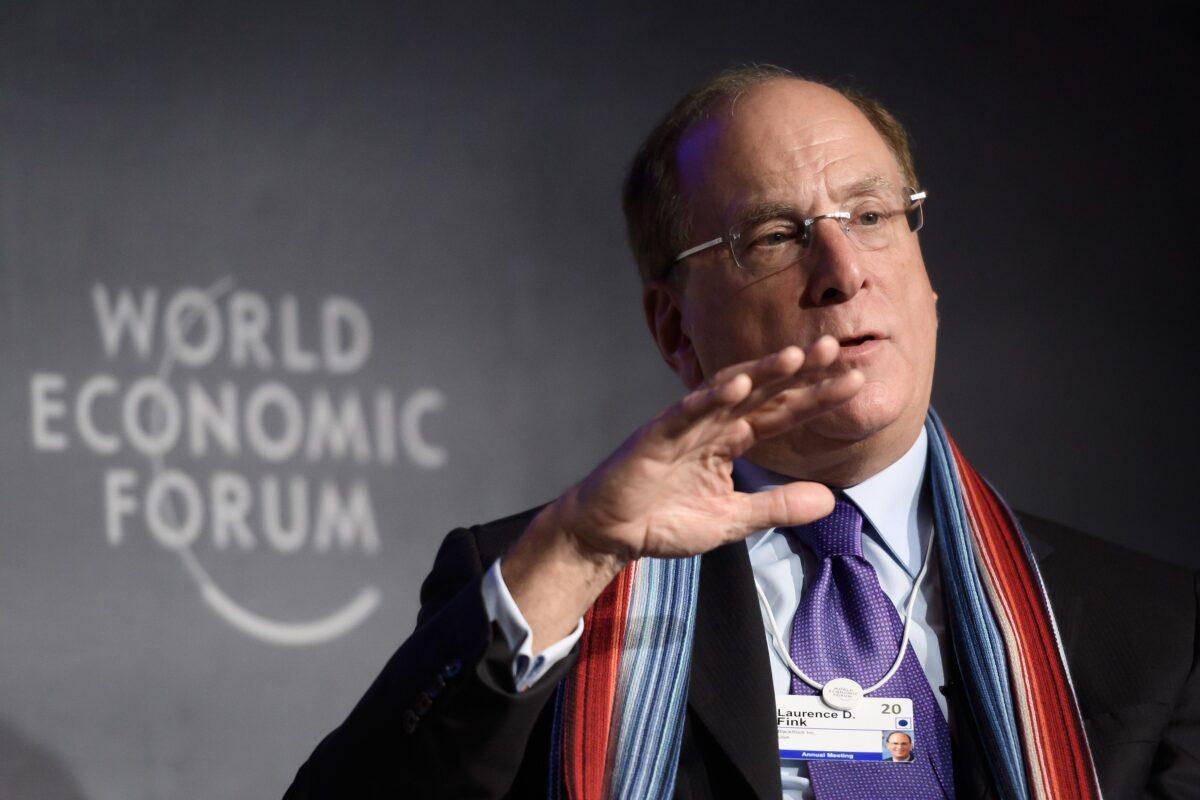 BlackRock CEO Larry Fink attends a session at the World Economic Forum annual meeting in Davos on Jan. 23, 2020. (Fabrice Coffrini/AFP via Getty Images)
