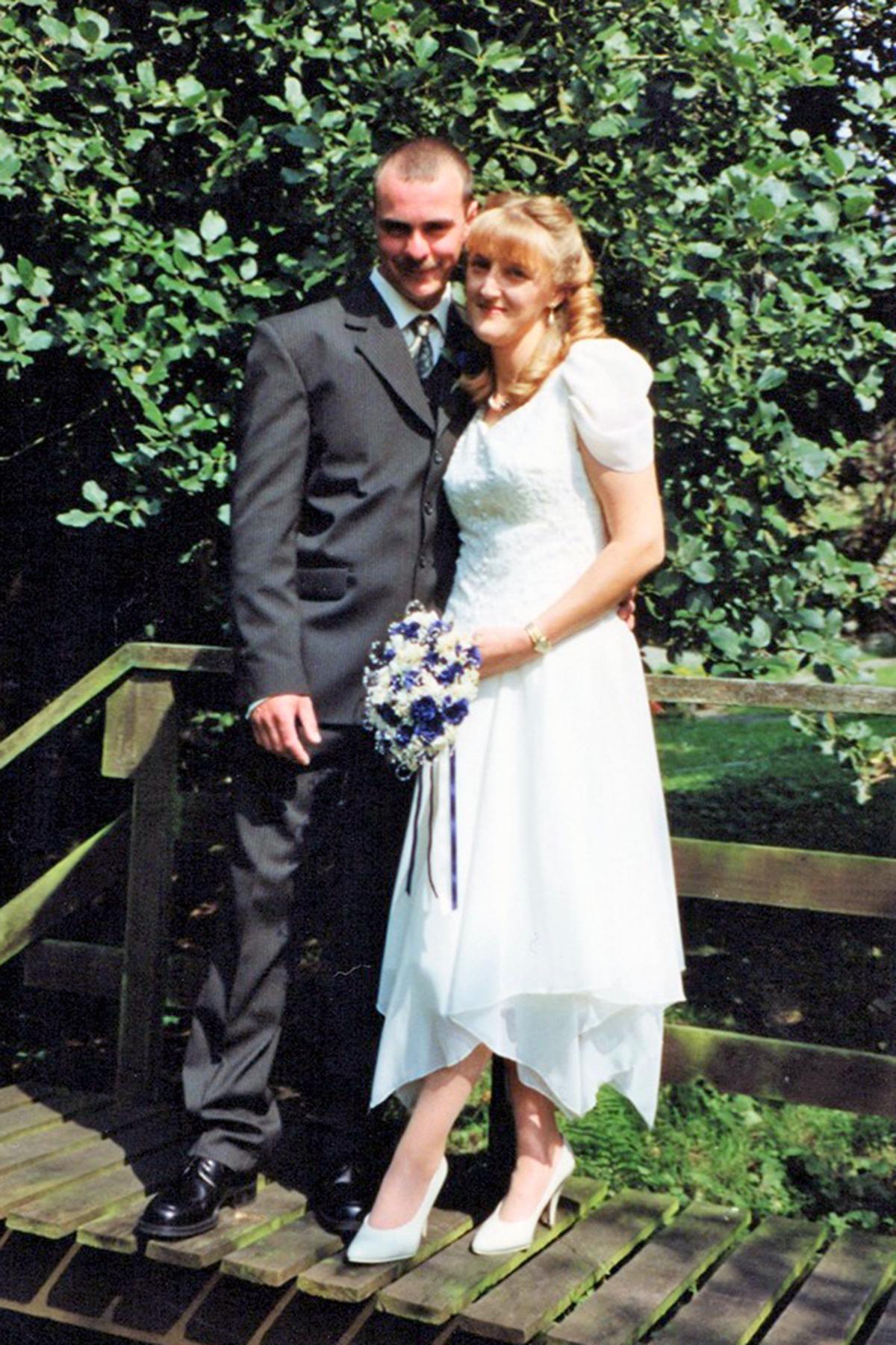 David and Dawn at their wedding in 1998. (Caters News)