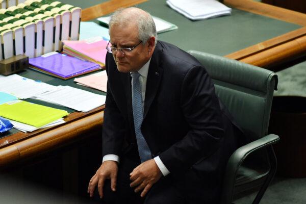 Prime Minister Scott Morrison reacts during Question Time in the House of Representatives at Parliament House, Canberra, Australia on June 12, 2020. (Sam Mooy/Getty Images)