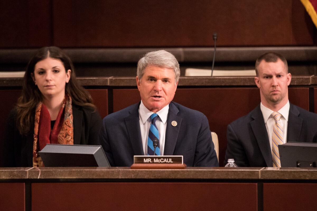 Rep. Michael McCaul (R-Texas) (C) at a congressional hearing in Washington on April 25, 2018. (Samira Bouaou/The Epoch Times)