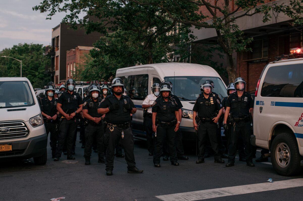 NYPD officers in Brooklyn, New York City on June 11, 2020. (Scott Heins/Getty Images)