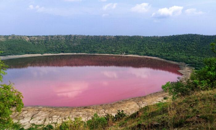 Ancient Crater Lake Formed by Meteor Suddenly Changes Color From Green to Pink, Stuns Scientists