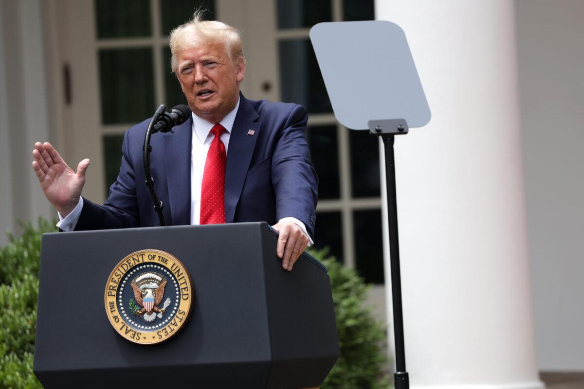 President Donald Trump speaks during an event in the Rose Garden on “Safe Policing for Safe Communities” at the White House in Washington on June 16, 2020. (Alex Wong/Getty Images)