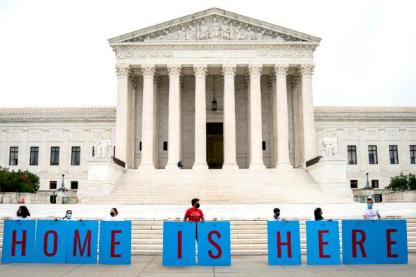 DACA recipients and their supporters rally outside the U.S. Supreme Court in Washington, on June 18, 2020. (Drew Angerer/Getty Images)