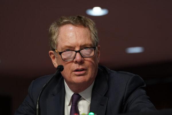 Then-U.S. Trade Representative Robert Lighthizer appears before the Senate Finance Committee in Washington on June 17, 2020. (Anna Moneymaker-Pool/Getty Images)