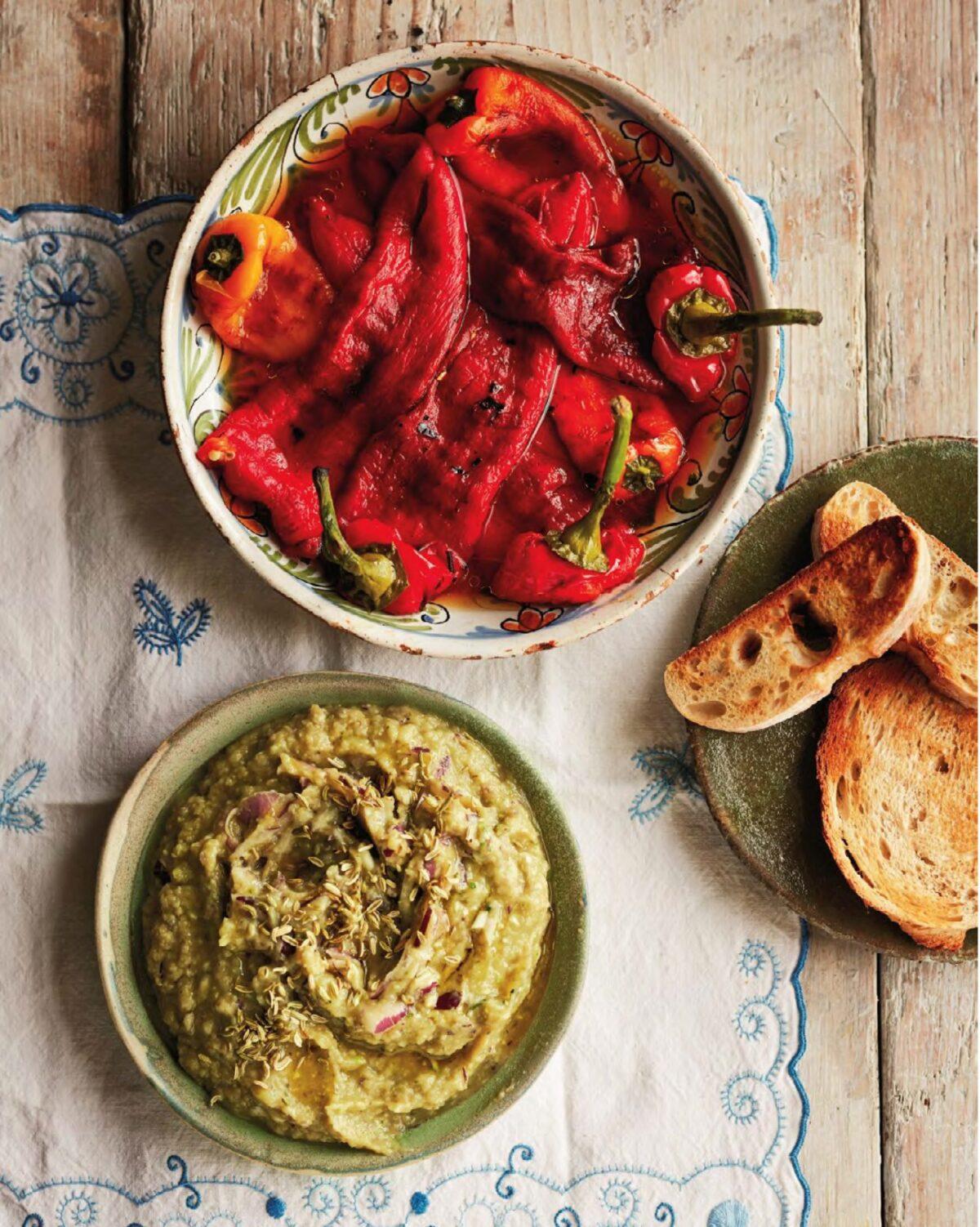 These roasted peppers and eggplant dip are always on a table of Romanian starters, and always together. (Jamie Orlando Smith Photography)