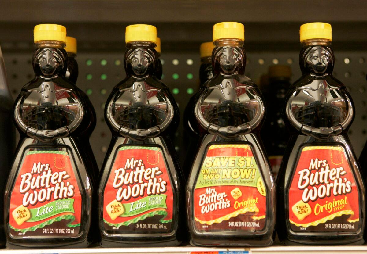 Bottles of Mrs. Butterworth's syrup are displayed on a supermarket shelf in Basking Ridge, N.J. on Nov. 20, 2007. (Mike Derer/AP Photo)