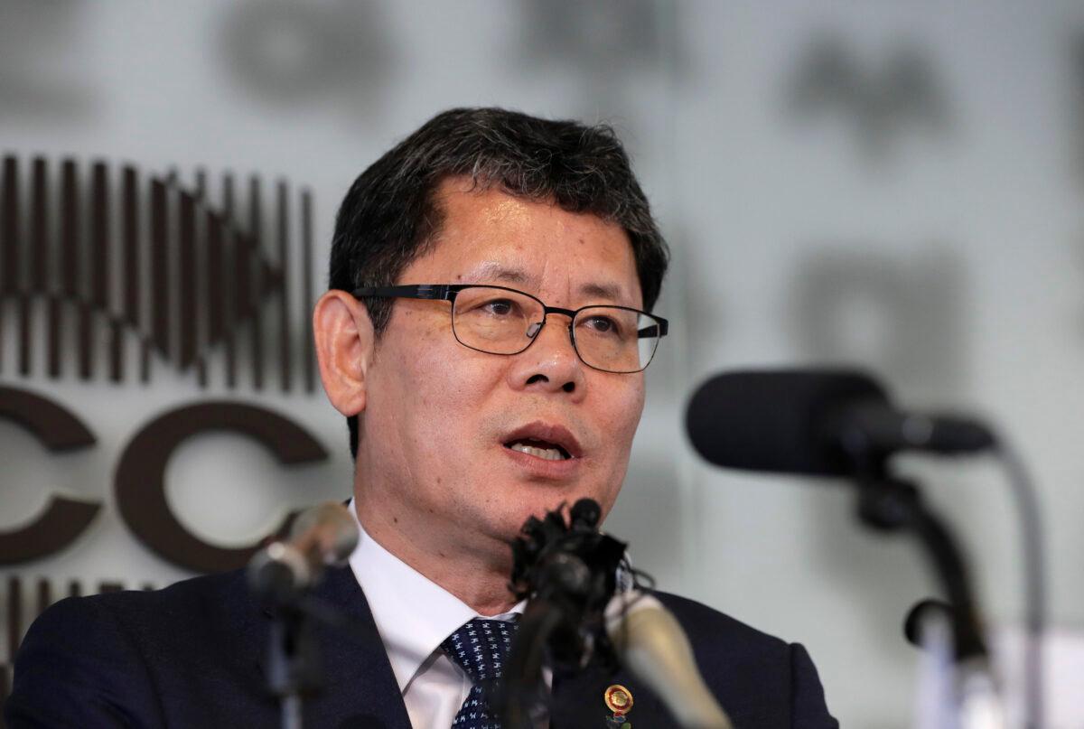 South Korean Unification Minister Kim Yeon-chul answers a reporter's question during a meeting with the members of foreign media in Seoul, South Korea, on June 4, 2019. (Lee Jin-man/File/AP Photo)