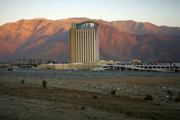 The Morongo Casino Resort and Spa, a tribal-owned casino, awakens with the San Jacinto Mountains in the background, near Cabazon, Calif., on June 29, 2007. A proposed bill to legalize gambling in California is opposed by Native American tribes. (David McNew/Getty Images)