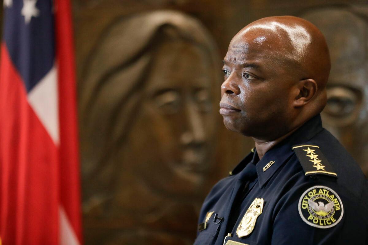 Interim Atlanta Police Chief Rodney Bryant speaks in Atlanta, Ga., June 18, 2020. (Brynn Anderson/AP Photo)
