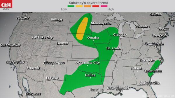 Minneapolis, Des Moines, Iowa, Omaha, Nebraska, and Sioux Falls, South Dakota, will have temperatures of around 10 degrees below normal on Sat., June 20, 2020. (CNN weather)