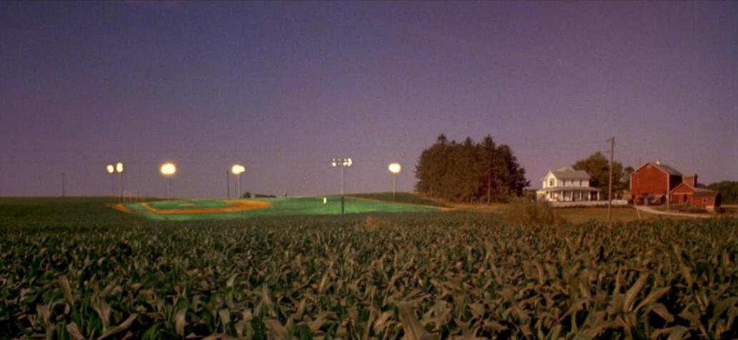The Field of Dreams that Ray (Kevin Costner) sees clairvoyantly, in "Field of Dreams." (Universal Pictures)