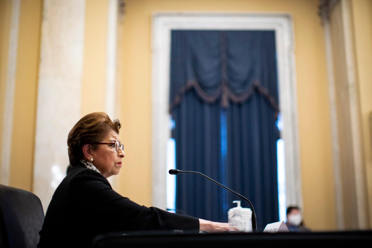 Jovita Carranza, administrator of the Small Business Administration, testifies to the Senate in Washington on June 10, 2020. (Al Drago/Pool/Getty Images)