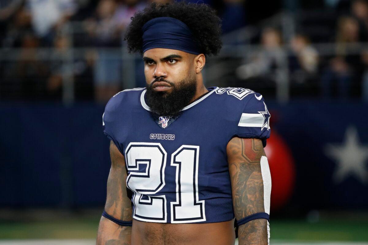 Dallas Cowboys running back Ezekiel Elliott, one of the NFL players who tested positive for the CCP virus, in a 2019 file photograph. (Roger Steinman/AP Photo)