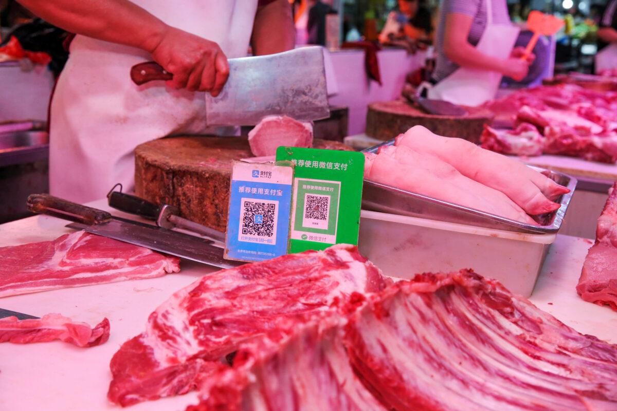 A meat stall at a market in Nantong city, Jiangsu Province, China, on Sept. 10, 2018. (AFP via Getty Images)